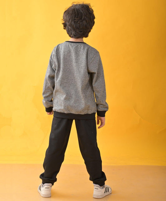 BLACK SPACE DYED SWEATSHIRT BLACK FLEECE JOGGER SET - BLACK - Anthrilo