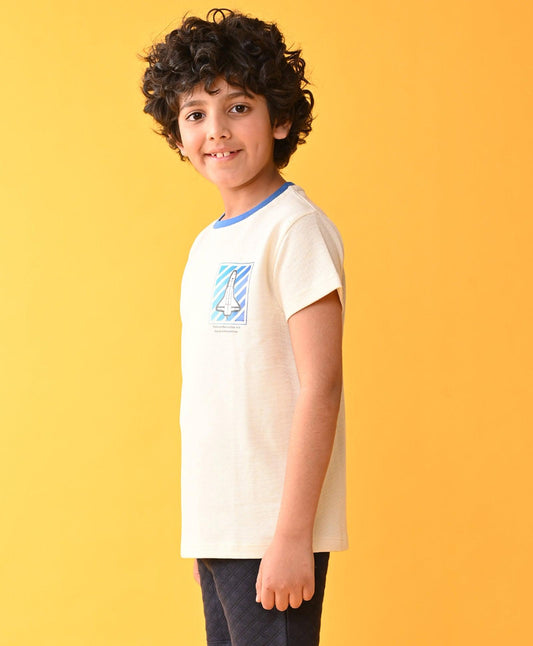 NATIONAL AERO SHORT SLEEVE BOYS T-SHIRT - OFF WHITE