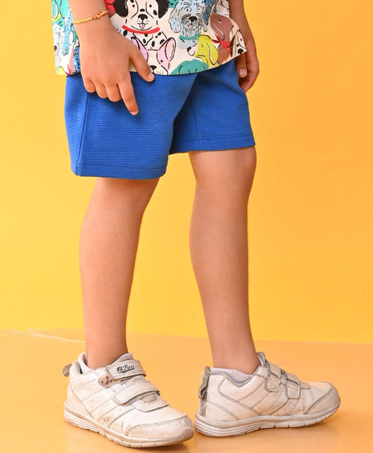 ROYAL TEXTURE STRIPE BOYS SHORTS - BLUE
