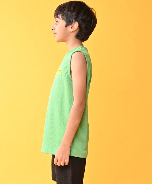 COOL BOYS SPORTY SLEEVELESS T-SHIRT-GREEN