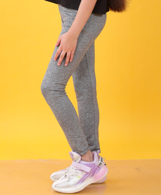 BLACK MELANGE SPORTY LEGGINGS - BLACK