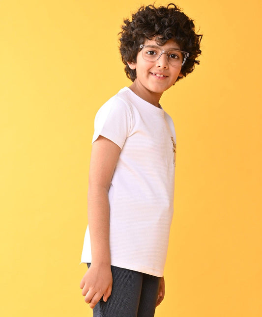 LESS RULES TEXTURED WHITE SHORT SLEEVES T-SHIRT - WHITE