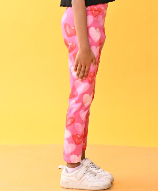 PRETTY PINK HEARTS SUMMER LEGGINGS - PINK