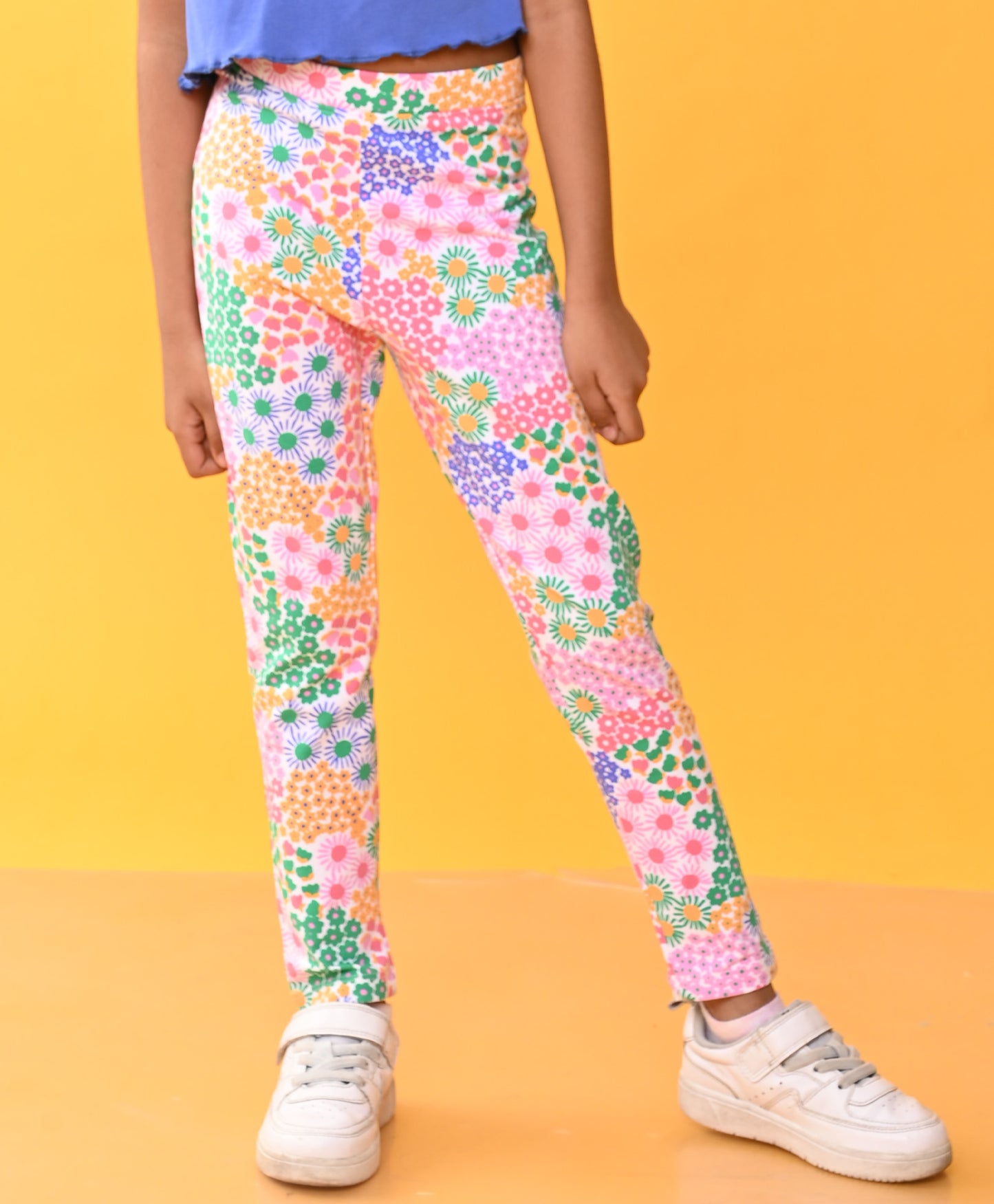 SUMMER FLOWERS GIRLS LEGGING - PINK