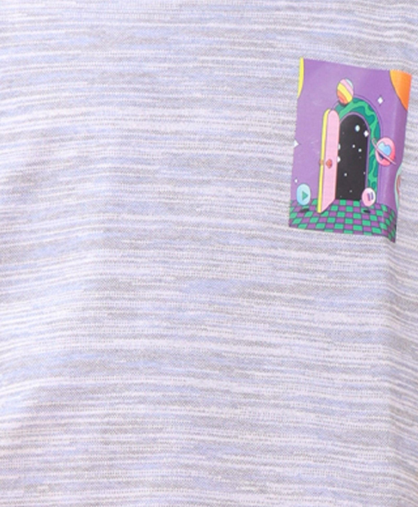 PURPLE PLANET TEXTURED SUMMER GIRLS T-SHIRT - BLUE