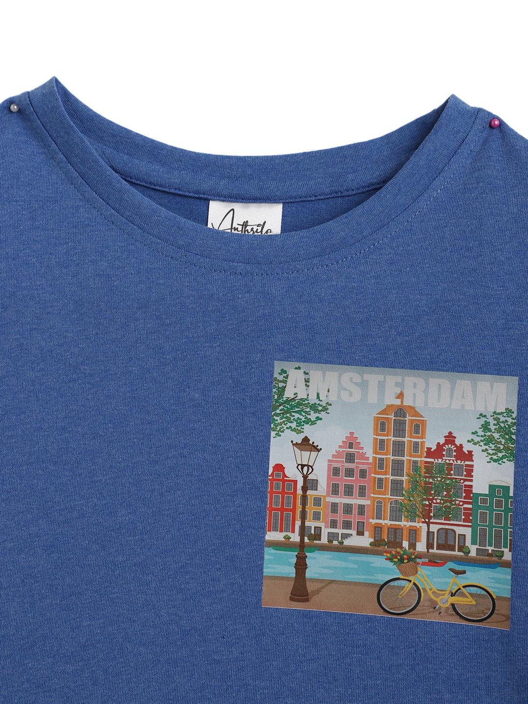 AMSTERDAM ROYAL SUMMER GIRLS T-SHIRT - BLUE