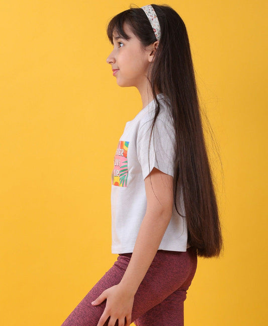 NEVER GIVE UP SUMMER GIRLS T-SHIRT - GREY