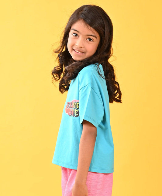 PLAYER ONE TERQUISE SUMMER GIRLS T-SHIRT -TERQUISE