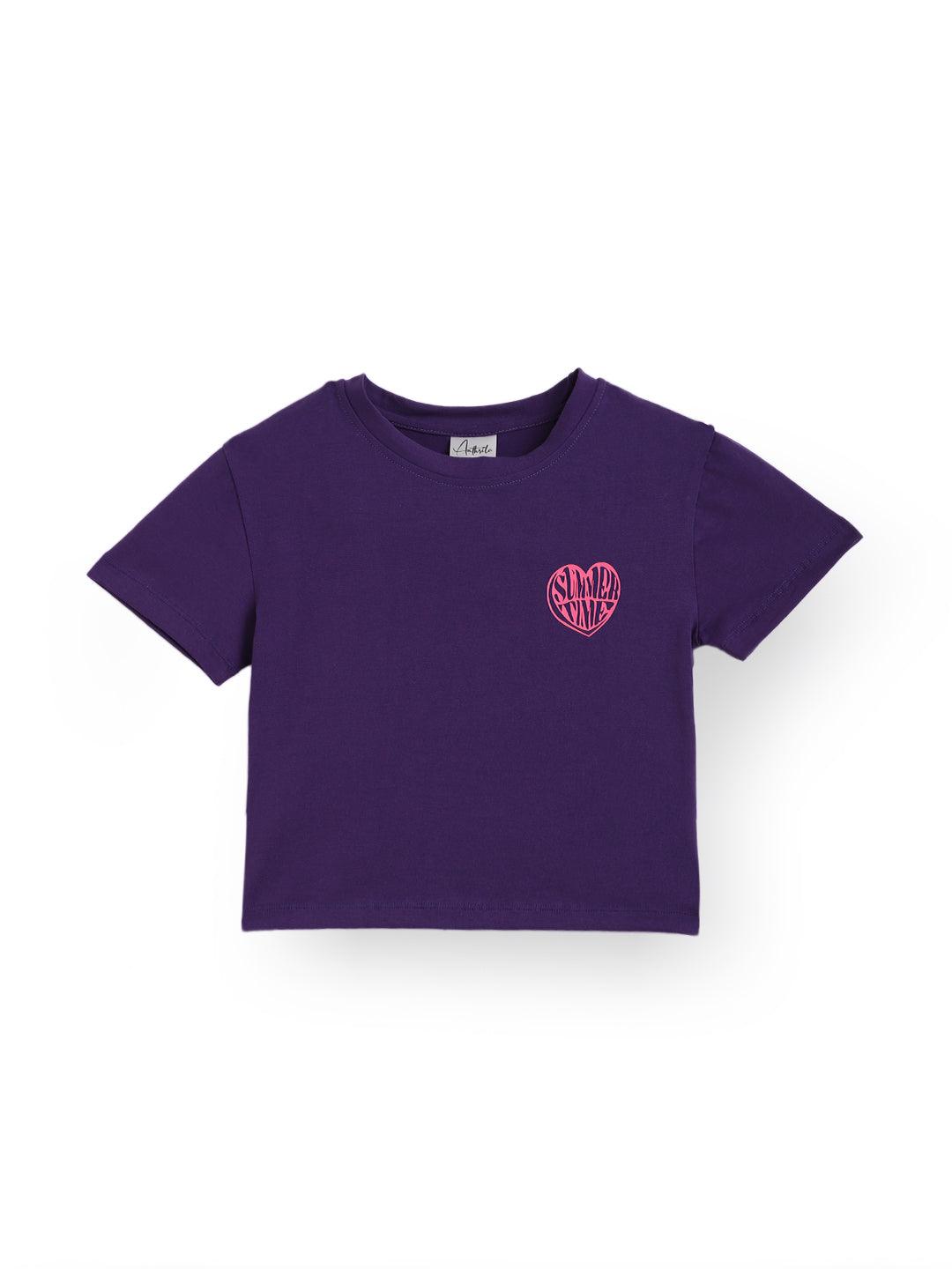 SUMMER TIME PURPLE GIRLS T-SHIRT-PURPLE