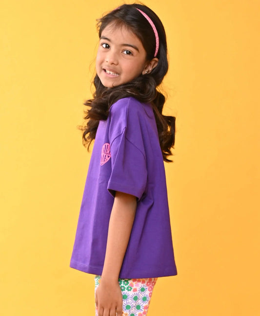 SUMMER TIME PURPLE GIRLS T-SHIRT-PURPLE - Anthrilo