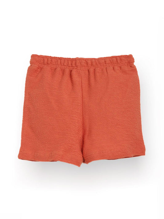 ORANGE TEXTURED SUMMER GIRLS SHORTS - ORANGE