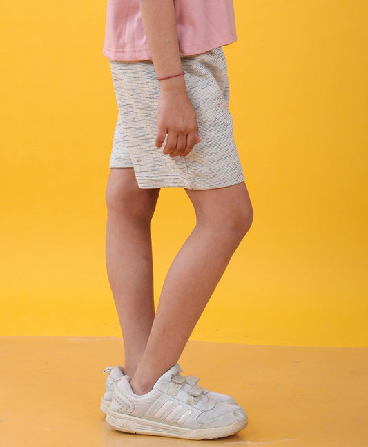 BLACK BLUE TEXTURED SUMMER GIRLS SHORTS - WHITE