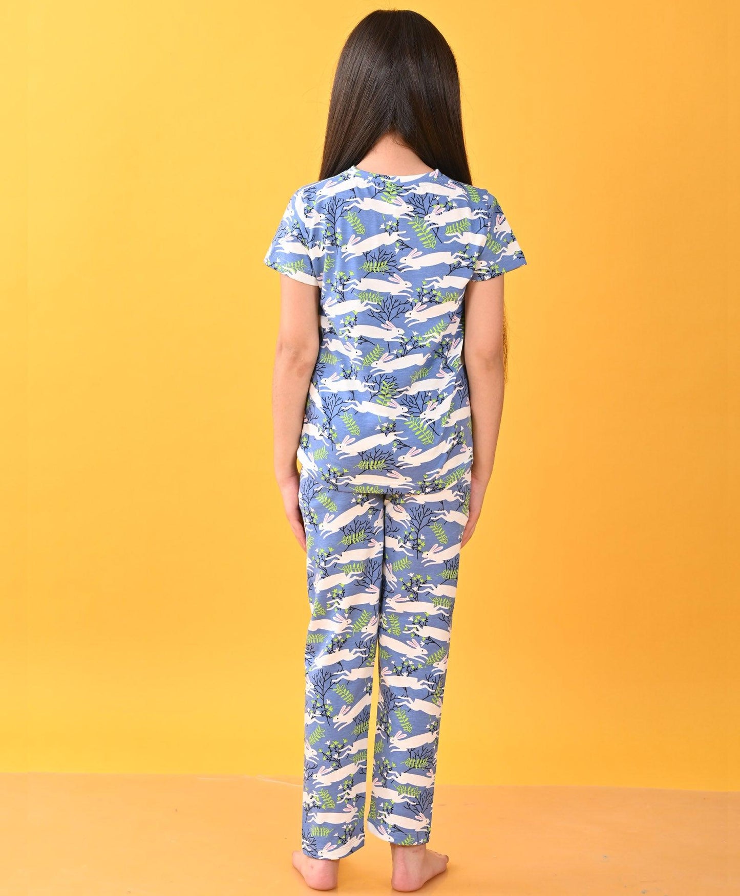 BLUE RABBIT SHORT SLEEVE PYJAMA SET - BLUE