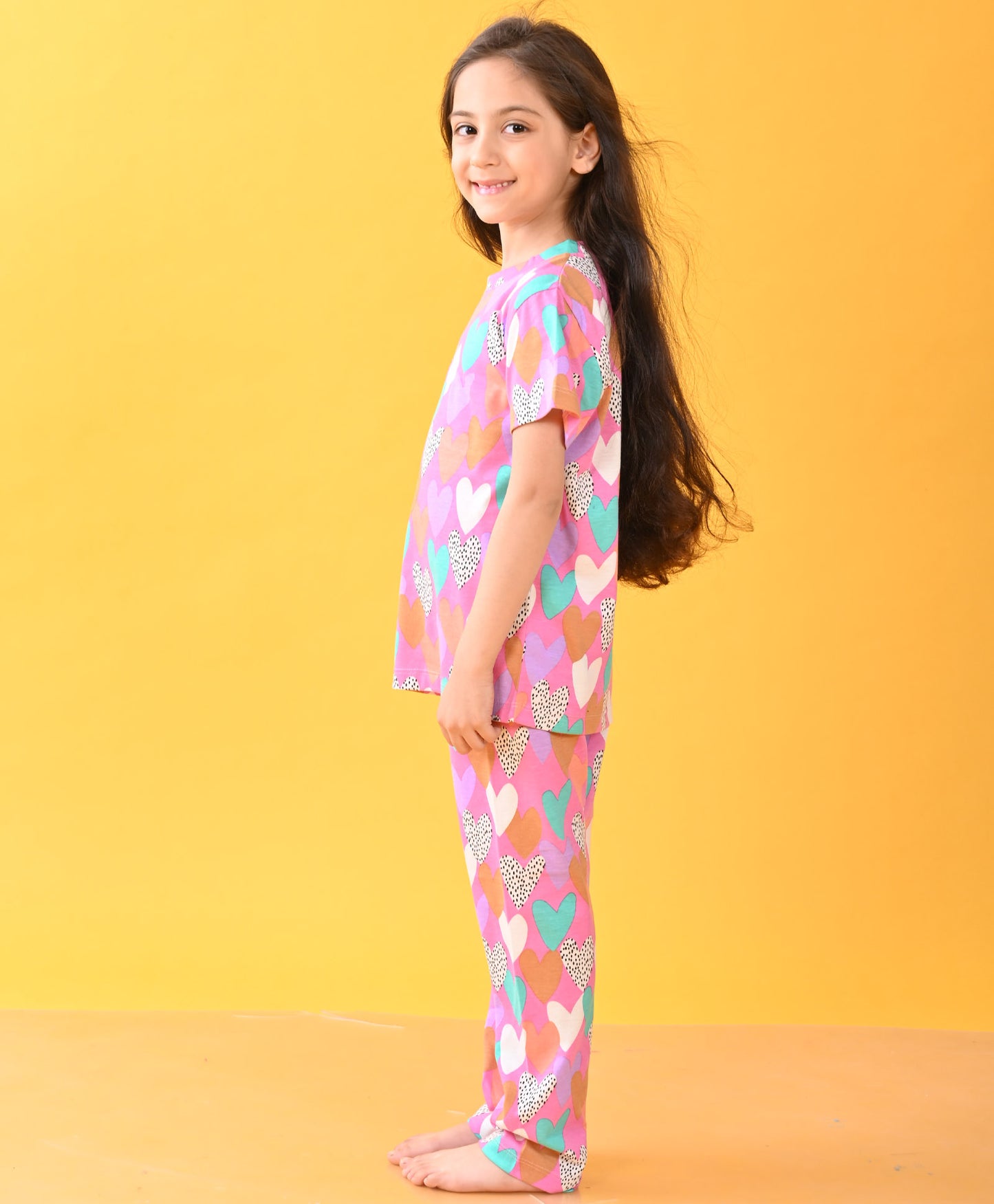 PURPLE HEART SHORT SLEEVE PYJAMA SET - PURPLE