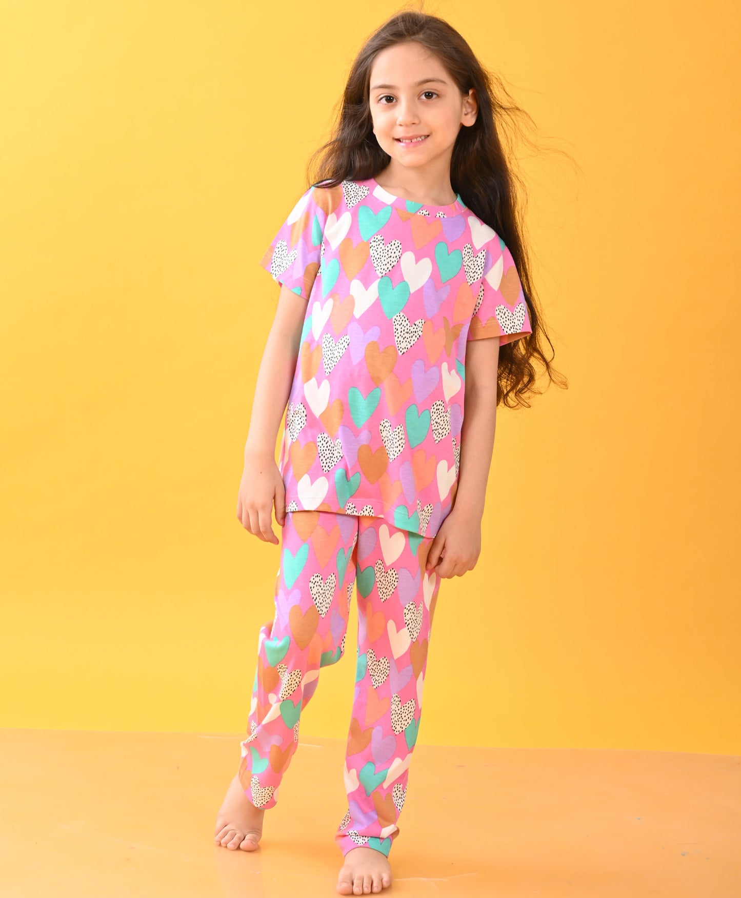 PURPLE HEART SHORT SLEEVE PYJAMA SET - PURPLE