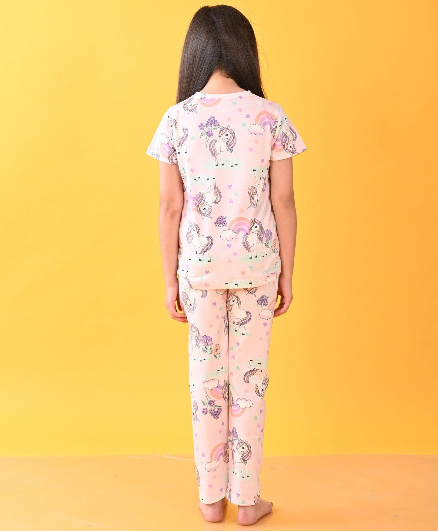 UNICORN HEART SHORT SLEEVE PYJAMA SET - PINK