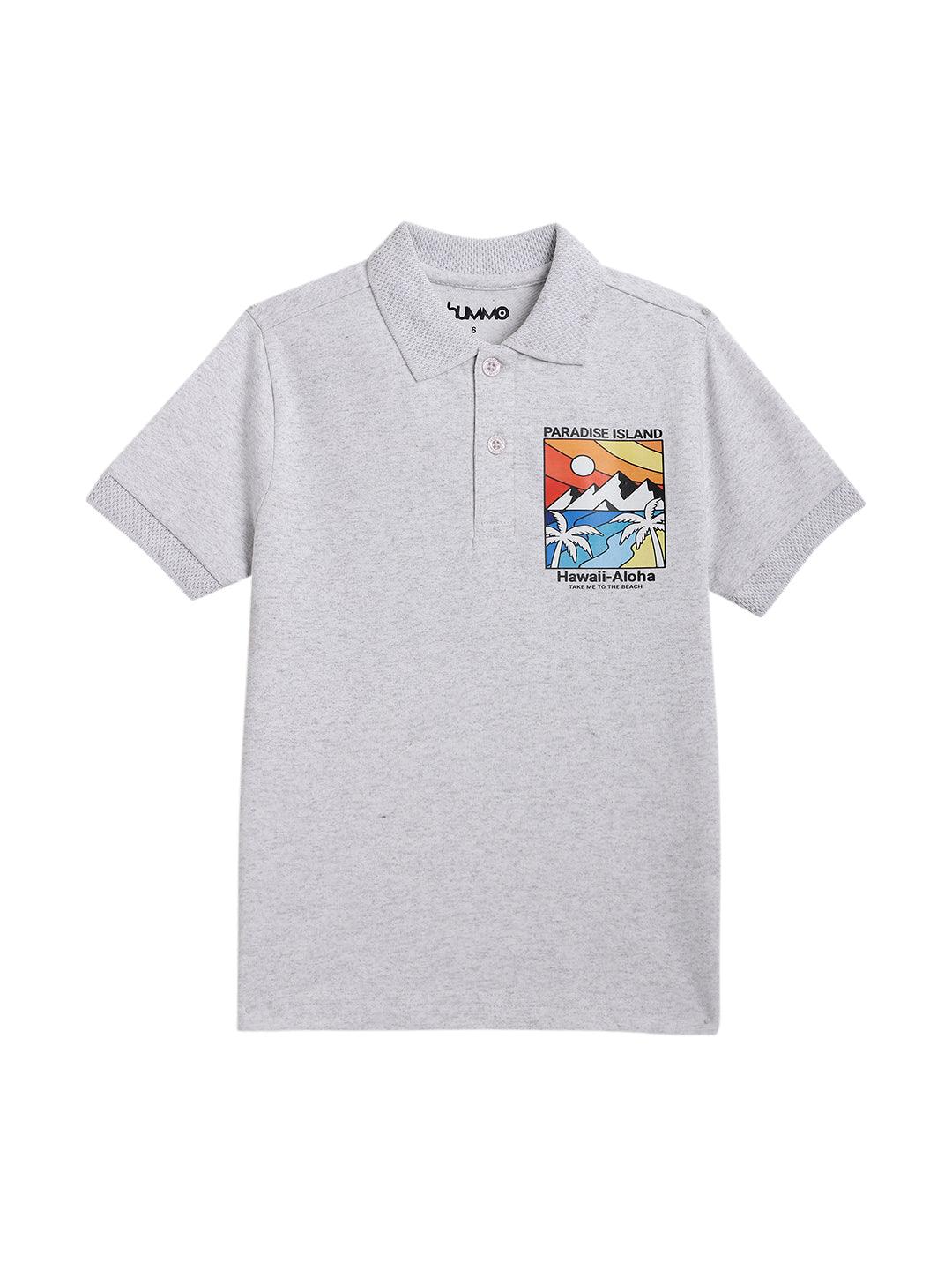 PARADISE ISLAND GREY SUMMER BOYS POLO T-SHIRT - GREY
