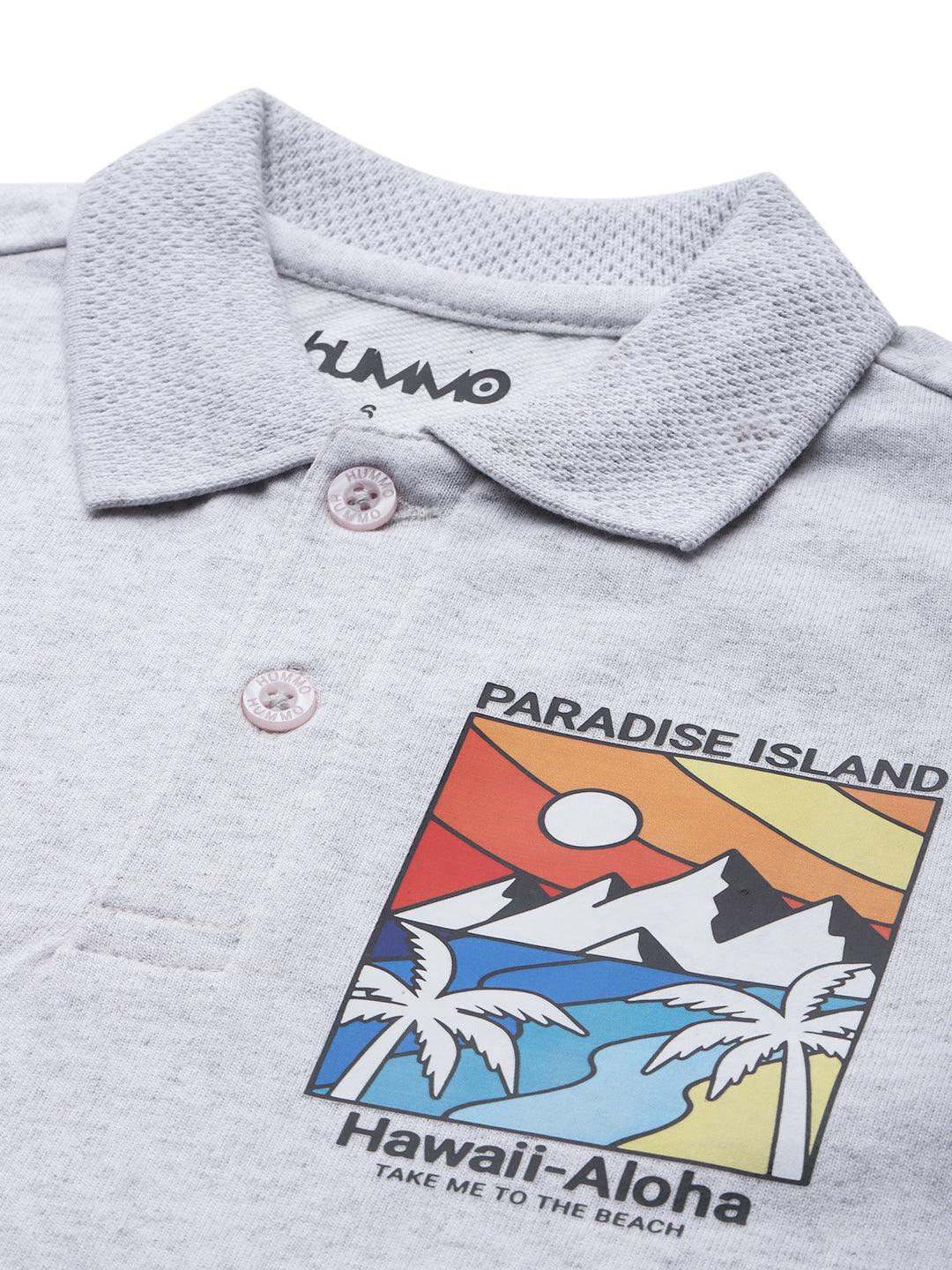 PARADISE ISLAND GREY SUMMER BOYS POLO T-SHIRT - GREY