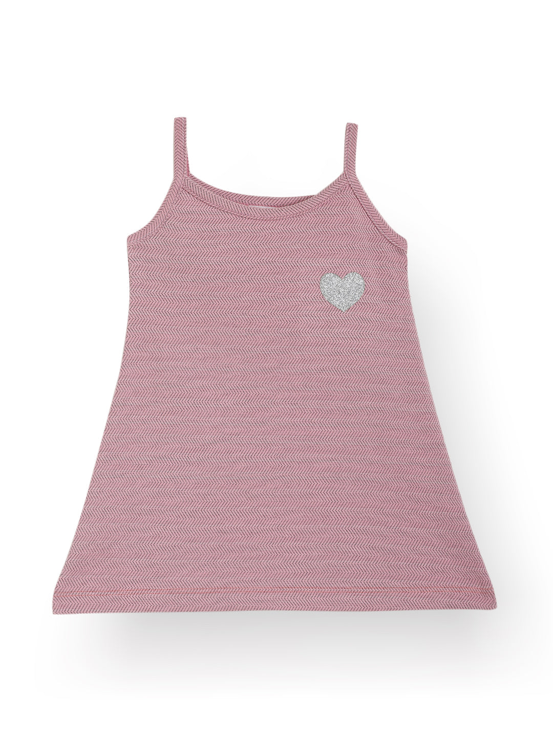 PINK ZIG ZAG HEART SUMMER STRAPPY GIRLS TOP - PINK