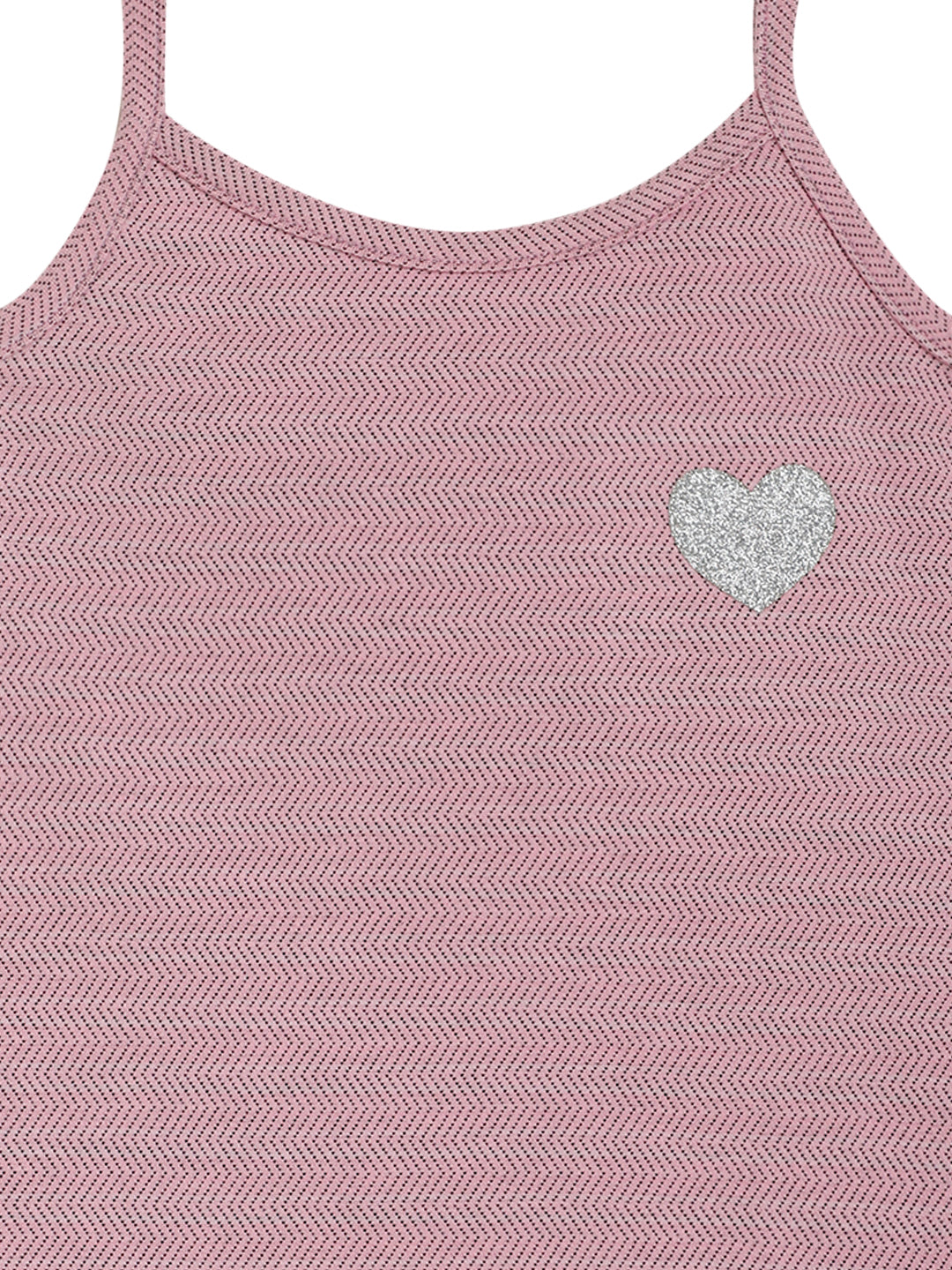PINK ZIG ZAG HEART SUMMER STRAPPY GIRLS TOP - PINK