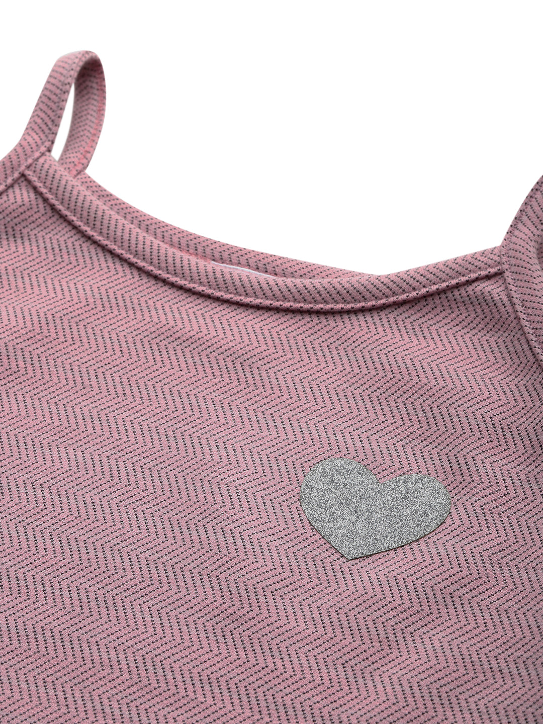 PINK ZIG ZAG HEART SUMMER STRAPPY GIRLS TOP - PINK