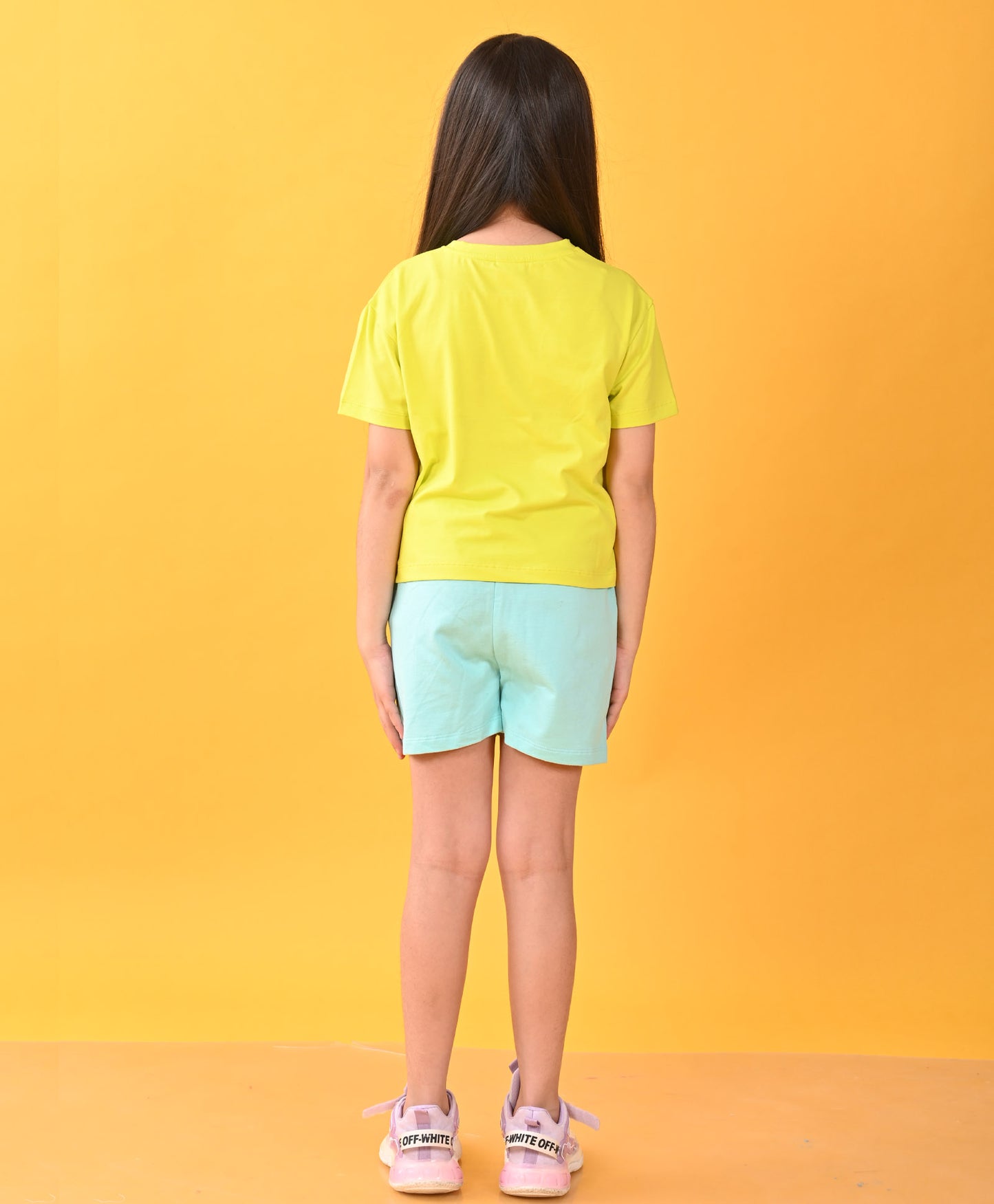 LONDON LIME AQUA GIRLS SUMMER SHORTS SET - LIME/AQUA