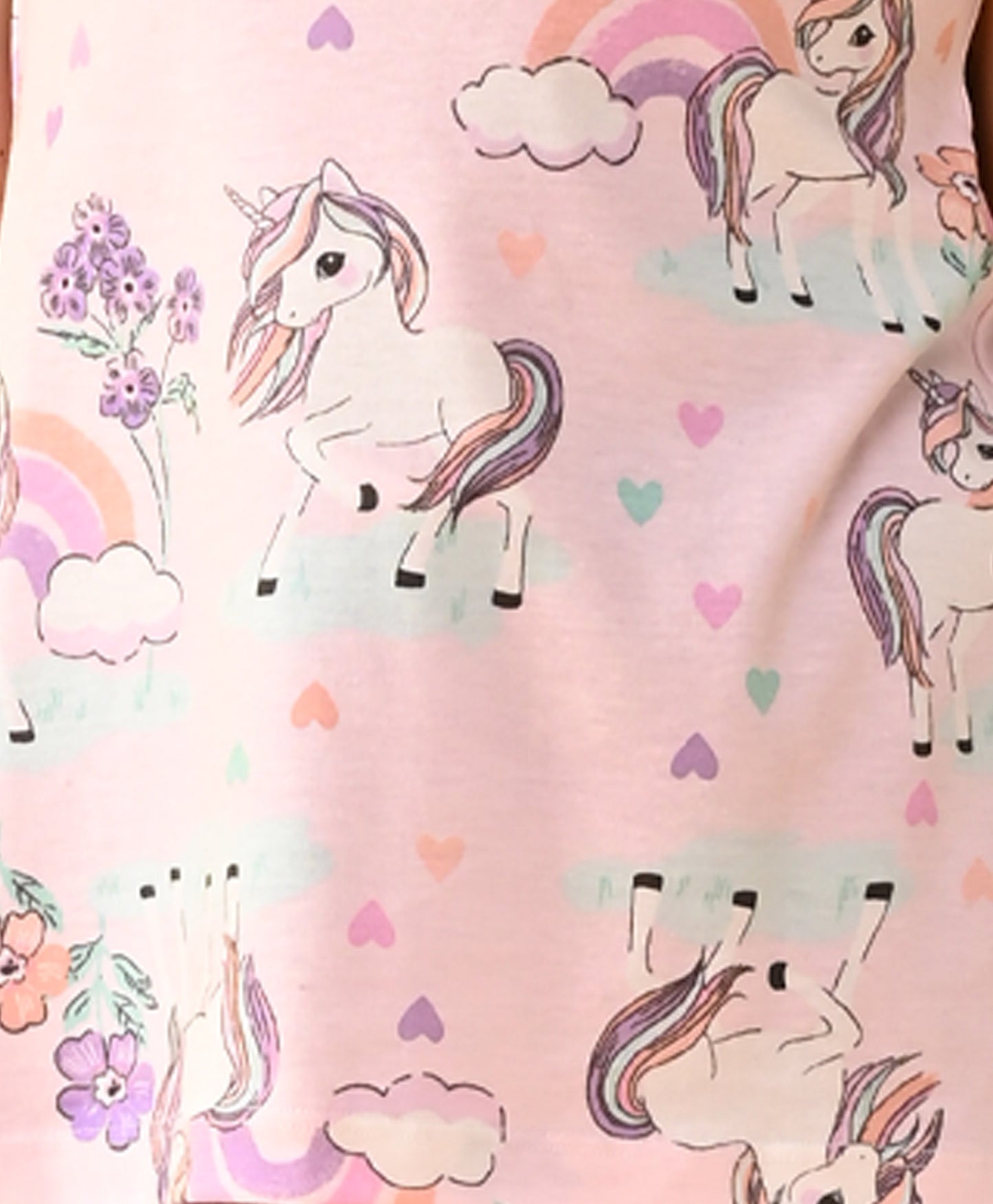 UNICORN FLOWERS STRAPPY PURPLE GIRLS SHORTS SET - PINK/PURPLE