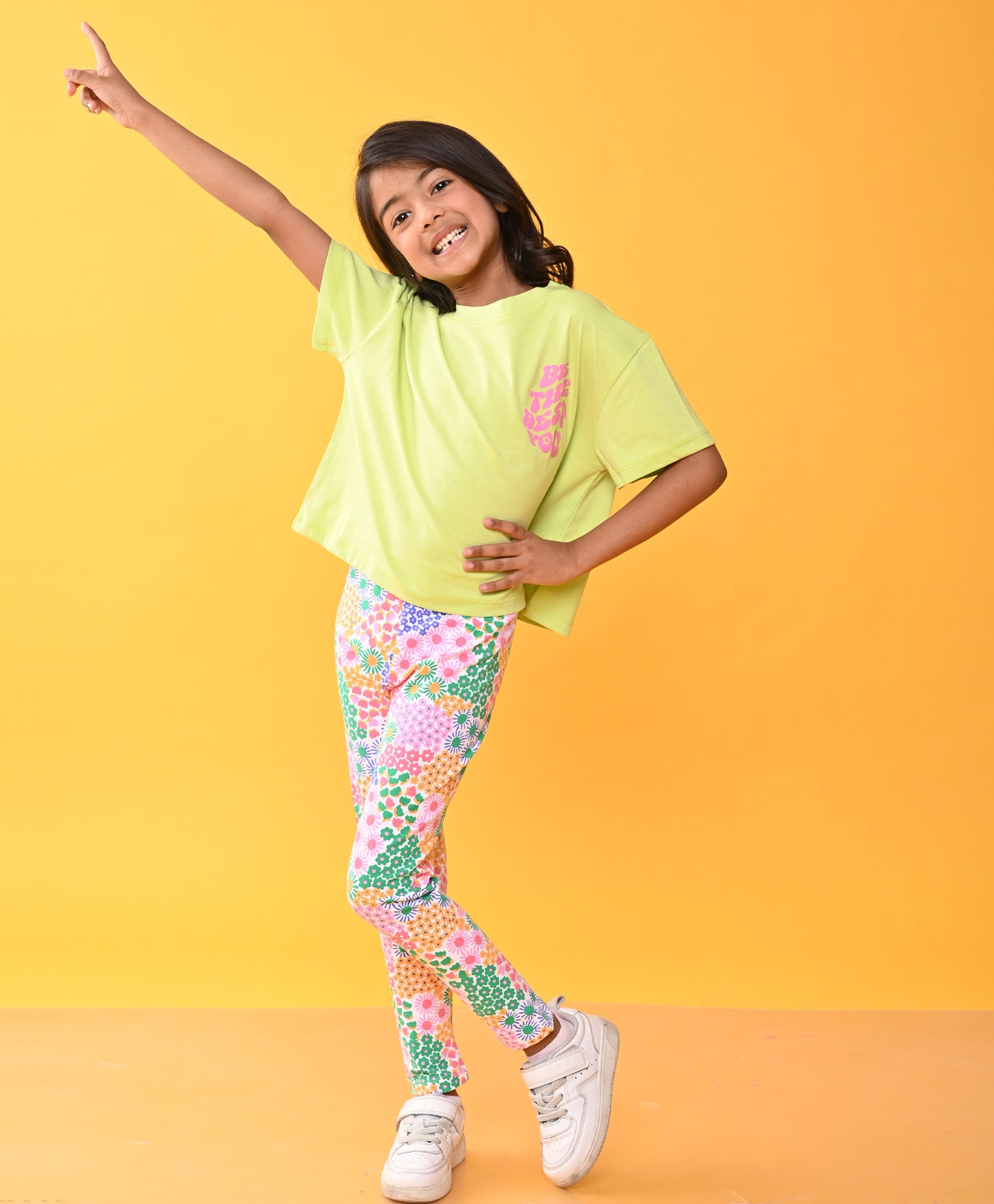 BE THE BEST GREEN FLORAL LEGGINGS SET - GREEN/ PINK