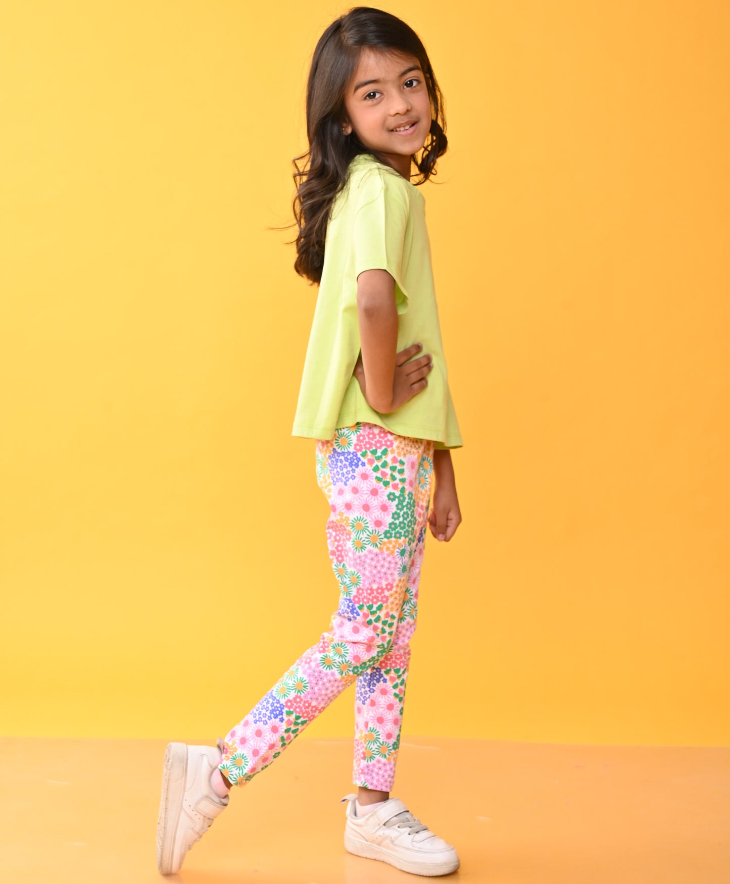 BE THE BEST GREEN FLORAL LEGGINGS SET - GREEN/ PINK