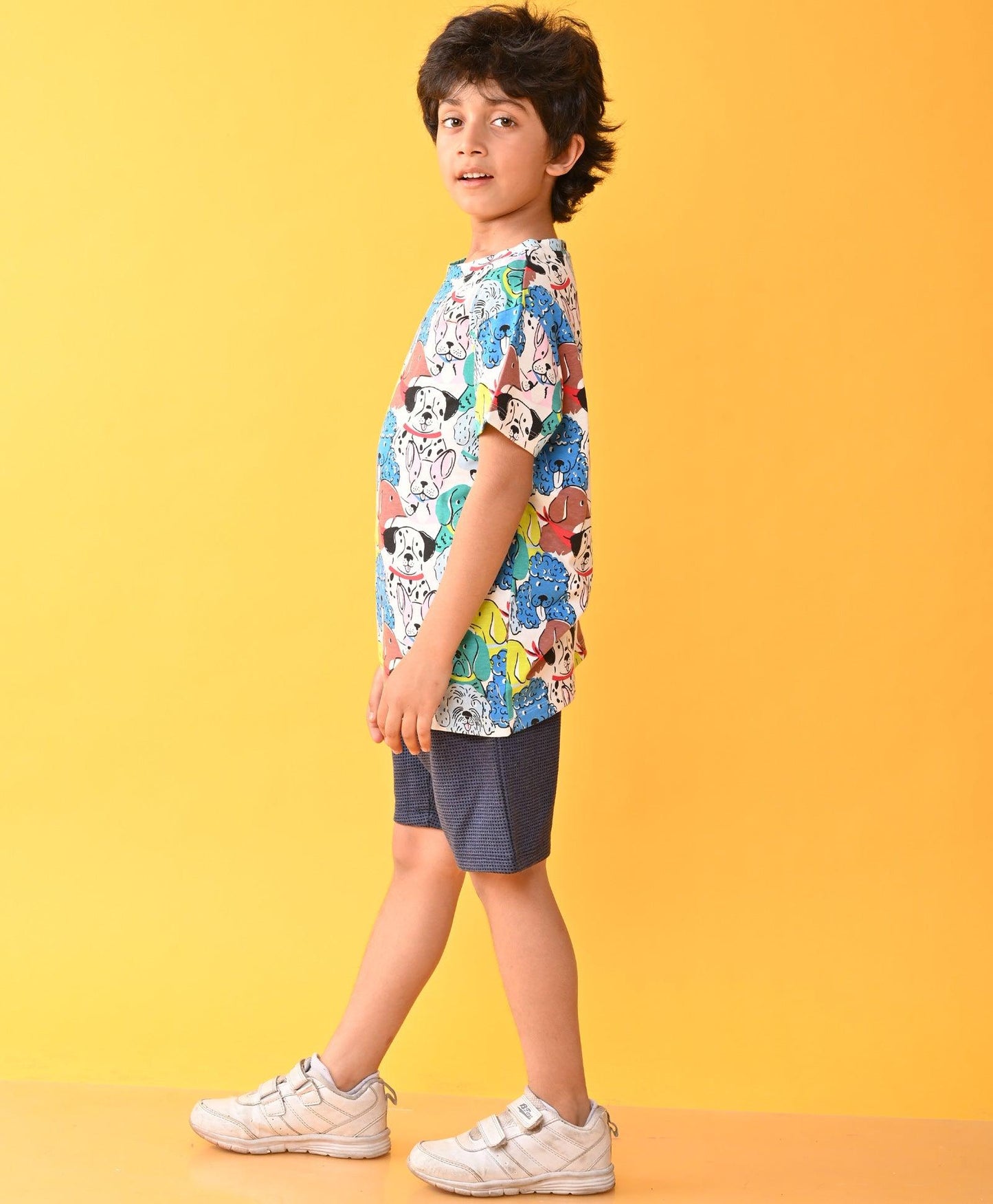 DOGS BLUE CHECK SHORTS SET - WHITE/BLUE