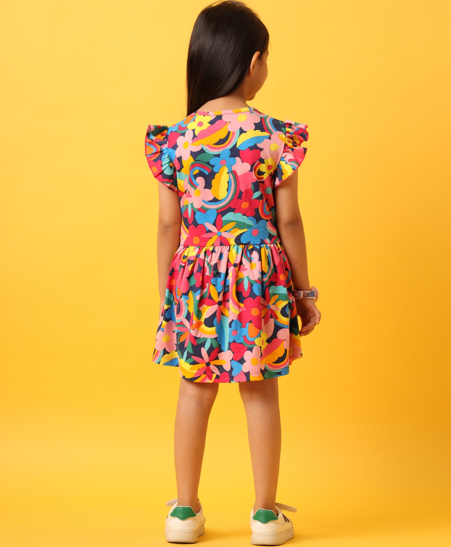 FUN FLORAL FRILL DRESS-PINK