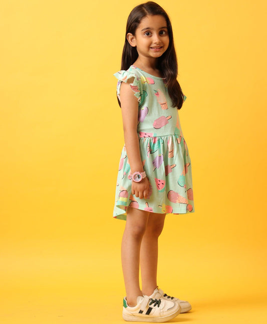 ICECREAM FRILL DRESS - AQUA