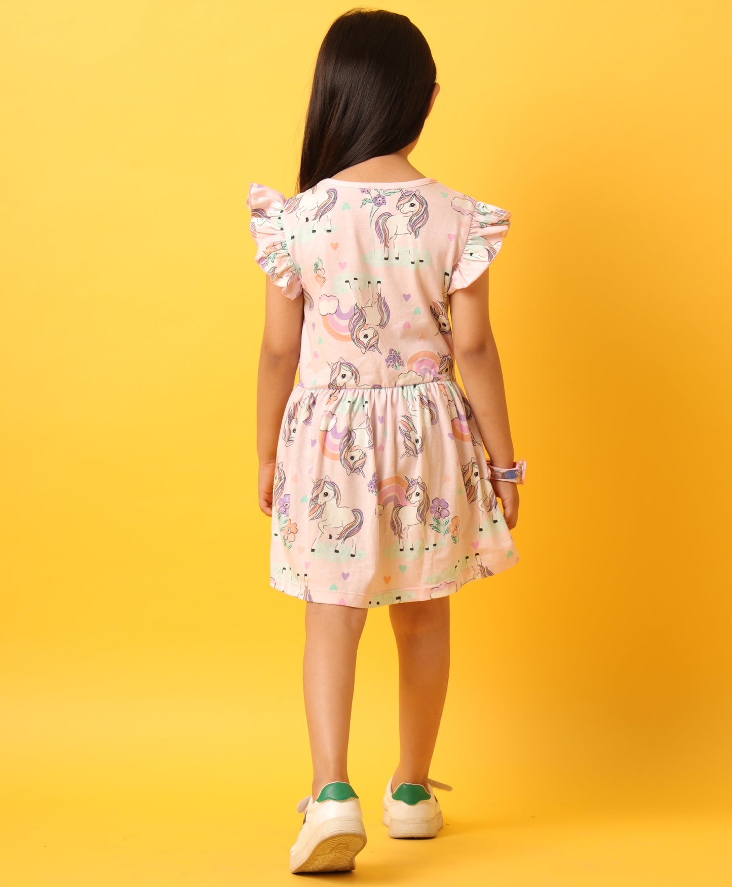 UNICORN HEART FRILL DRESS-PINK