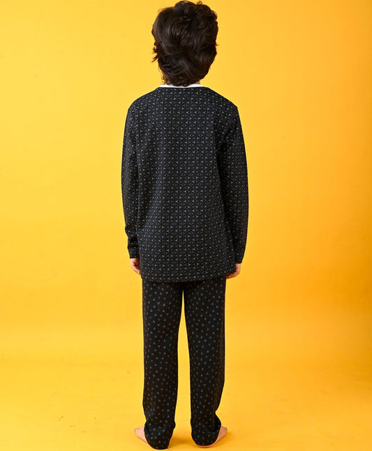 DRONE PRINT NAVY LONG SLEEVE PYJAMA SET-NAVY