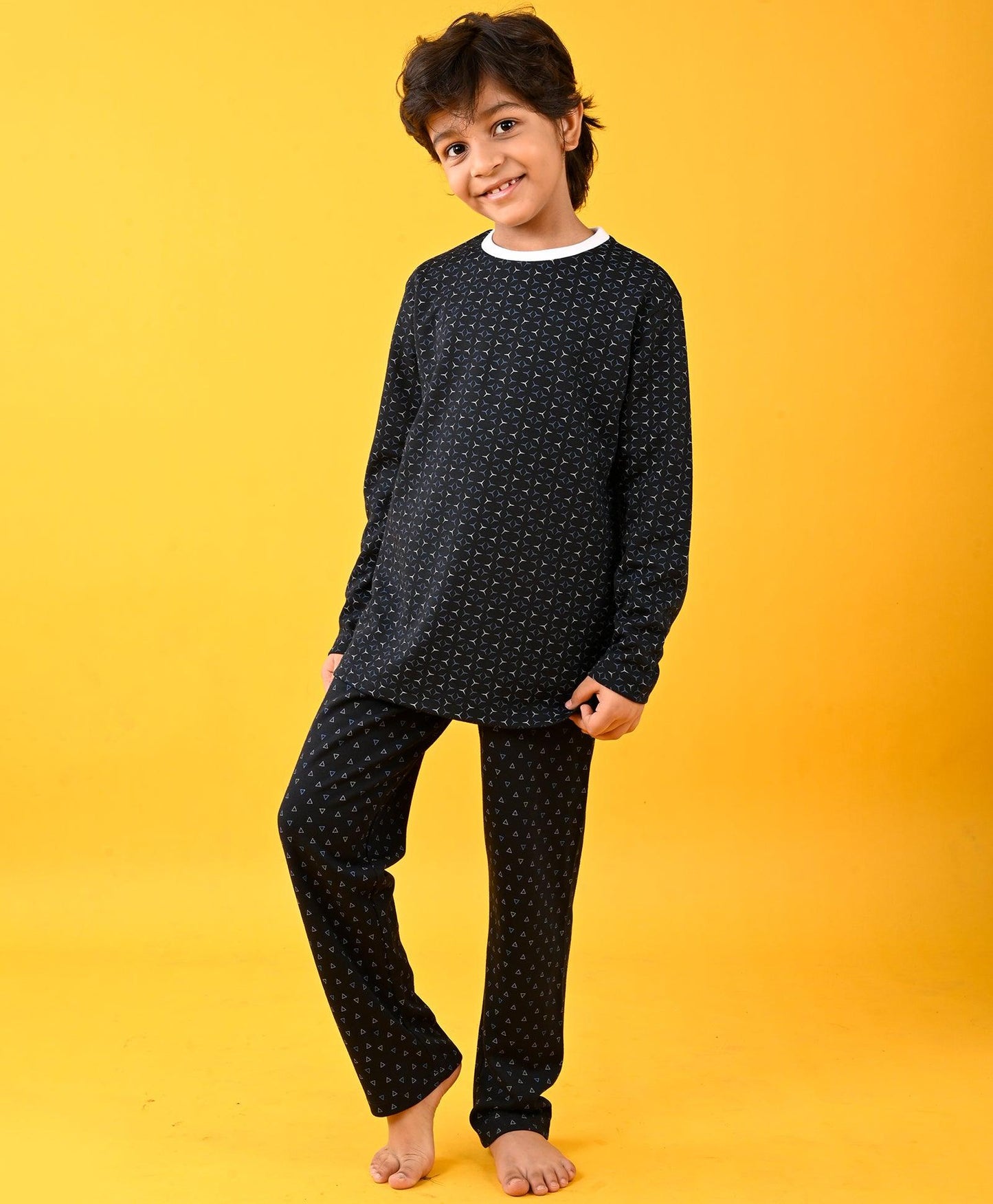 DRONE PRINT NAVY LONG SLEEVE PYJAMA SET-NAVY