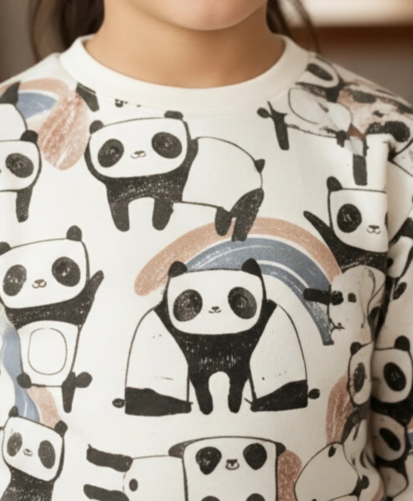 PANDA FLEECE GIRLS SWEATSHIRT JOGGER SET D - WHITE