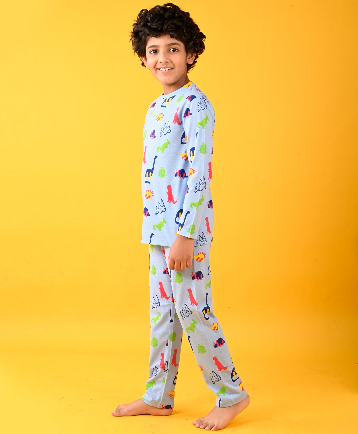 SKY DINOSAUR LONG SLEEVE PYJAMA SET - SKY