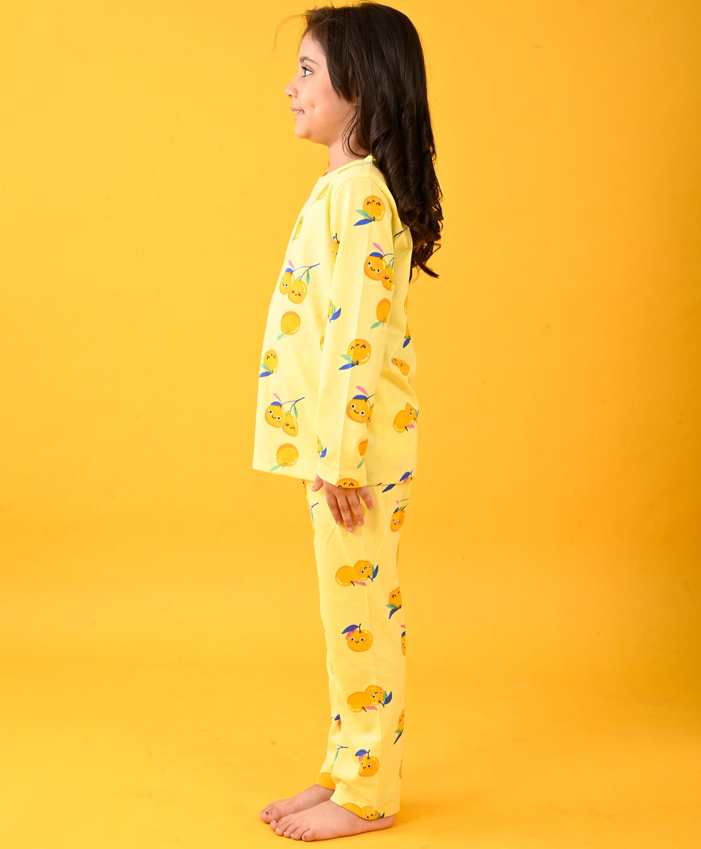 CHERRY YELLOW LONG SLEEVE PYJAMA SET - YELLOW