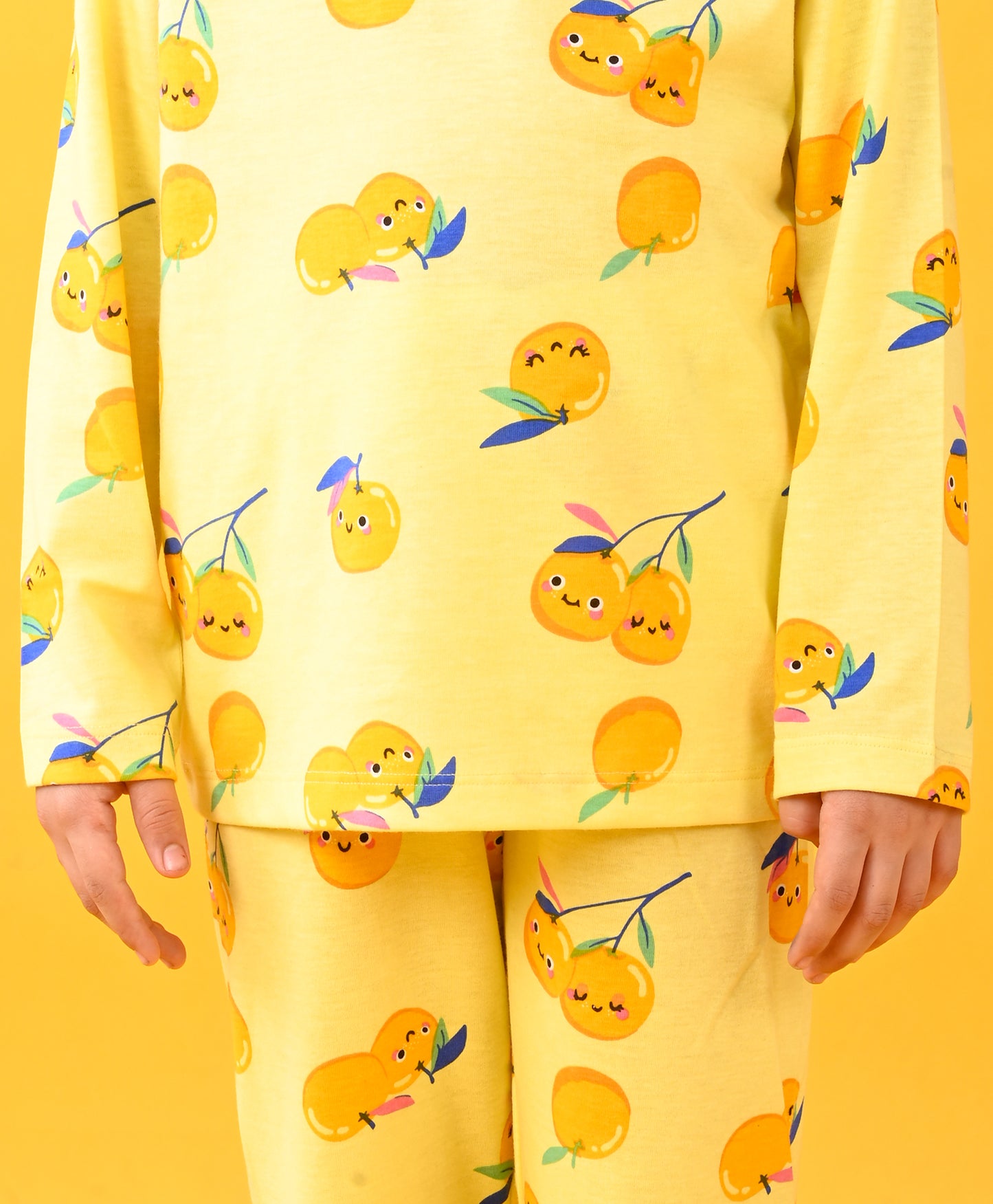CHERRY YELLOW LONG SLEEVE PYJAMA SET - YELLOW