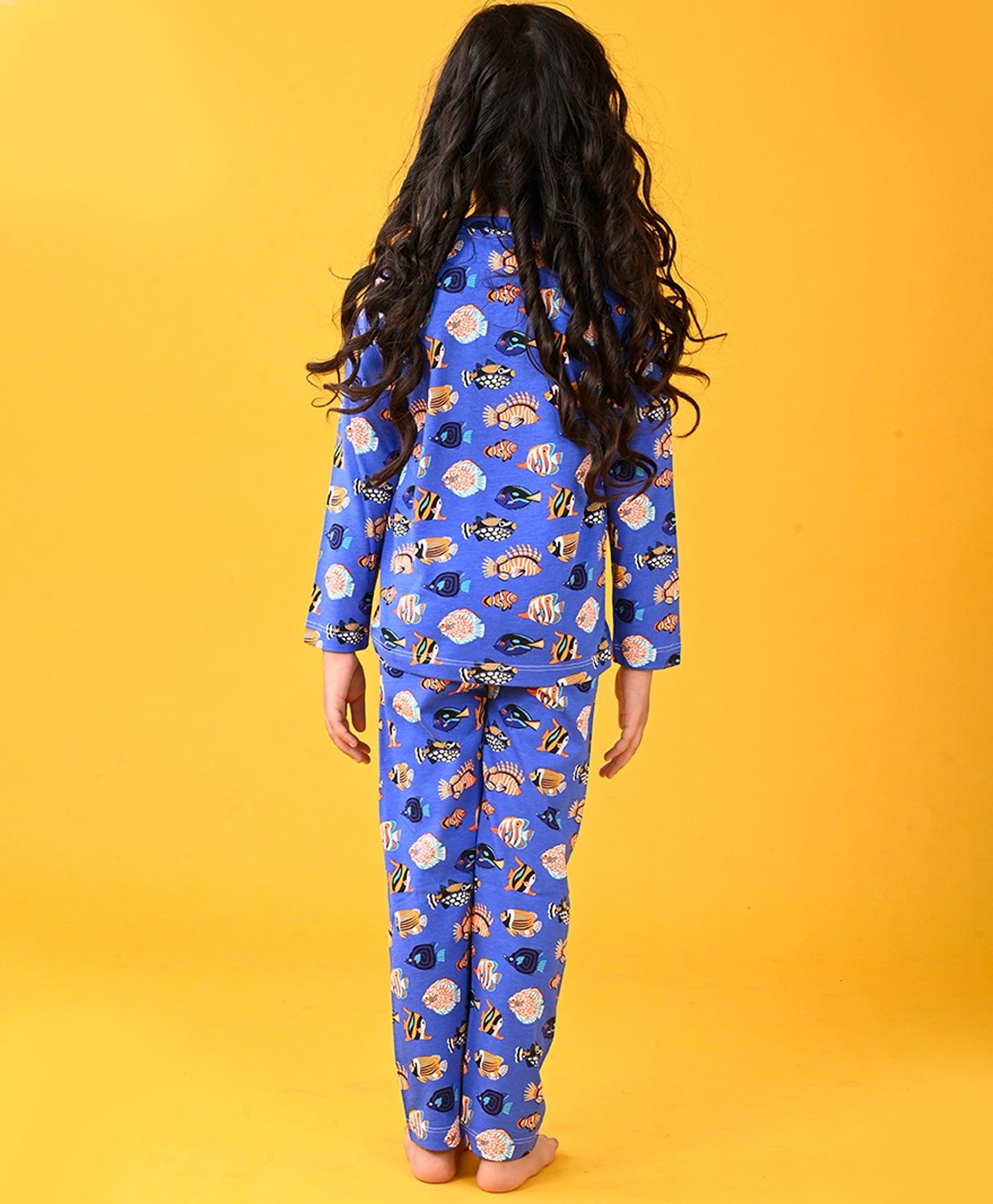 FISH BLUE GIRLS LONG SLEEVE PYJAMA SET - BLUE