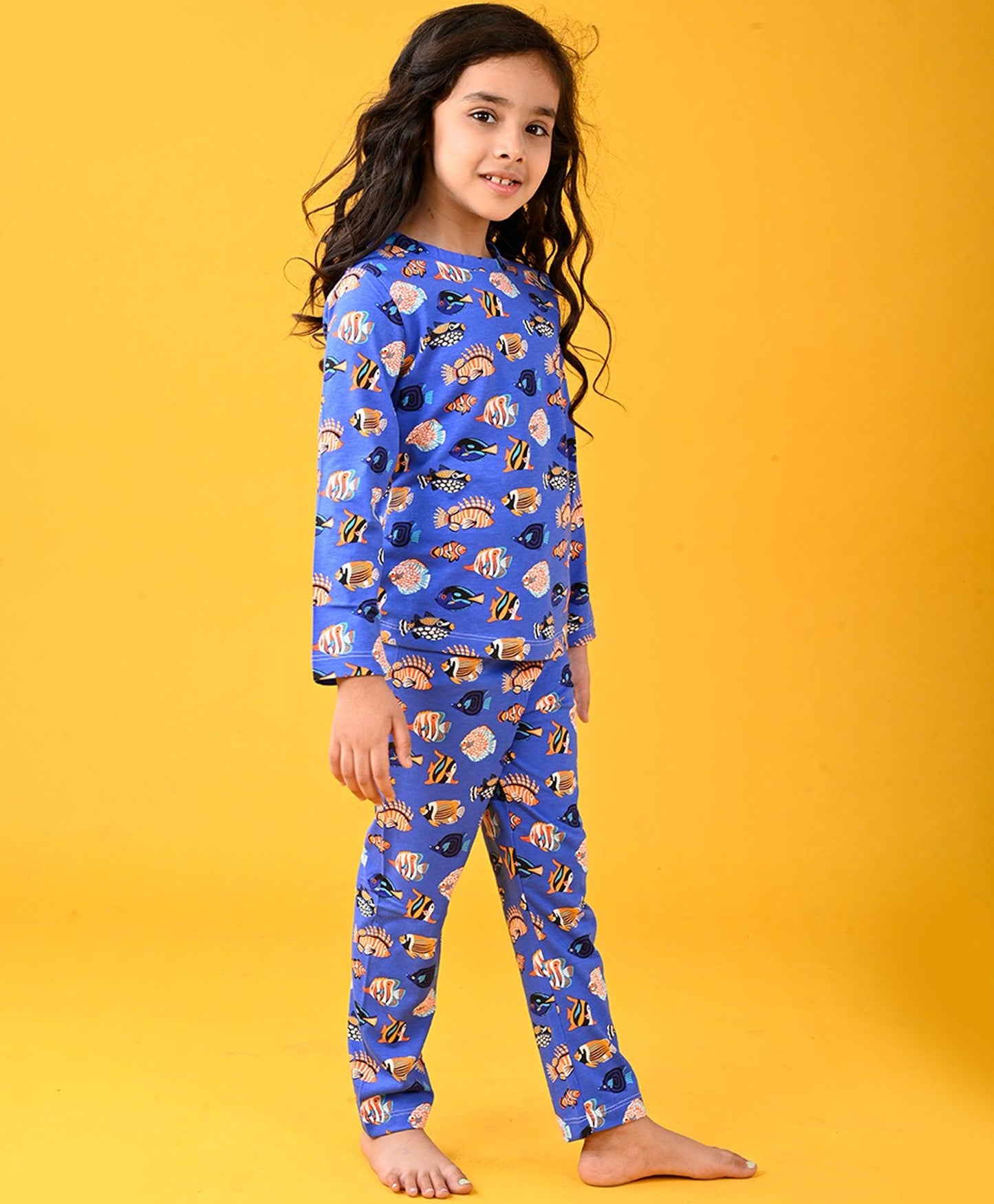 FISH BLUE GIRLS LONG SLEEVE PYJAMA SET - BLUE