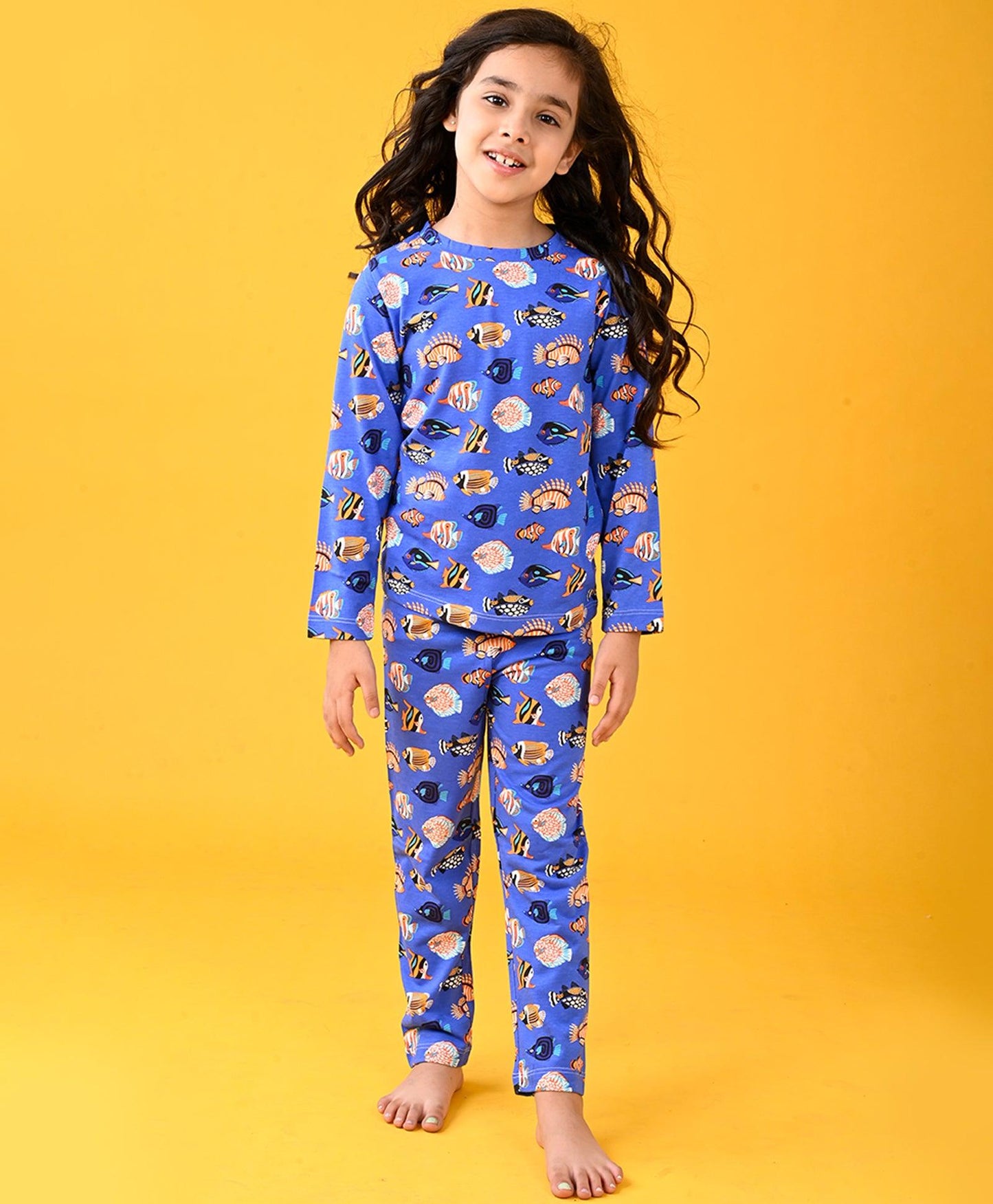 FISH BLUE GIRLS LONG SLEEVE PYJAMA SET - BLUE