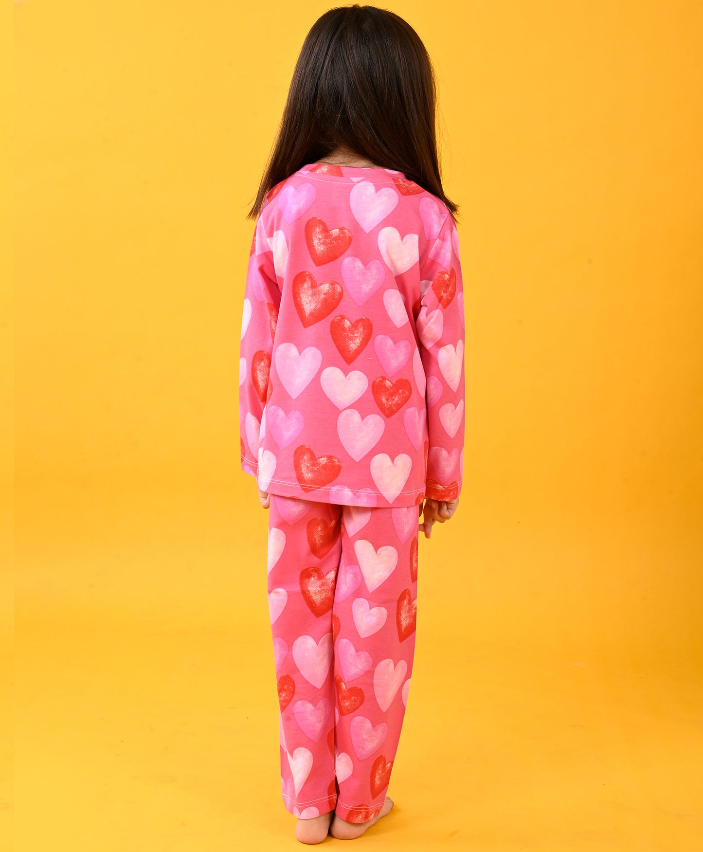 PINK HEART LONG SLEEVES PYJAMA SET - PINK