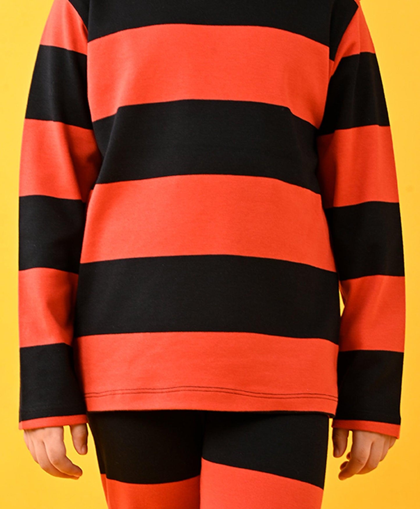 RED BLACK STRIPED LONG SLEEVE PYJAMA SET - RED