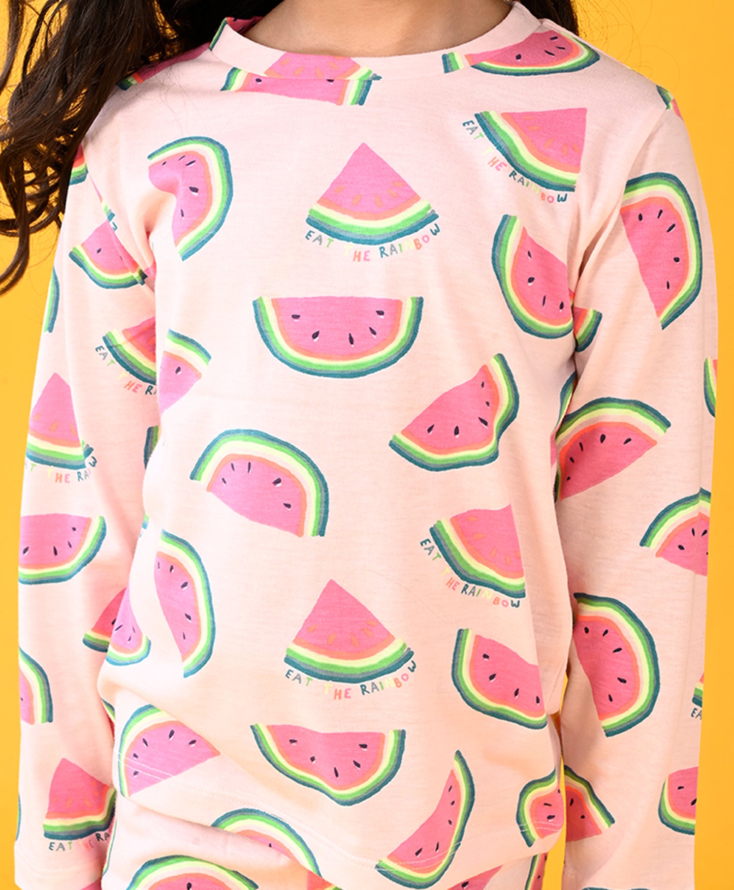 WATERMELON LONG SLEEVE PYJAMA SET - PINK - Anthrilo