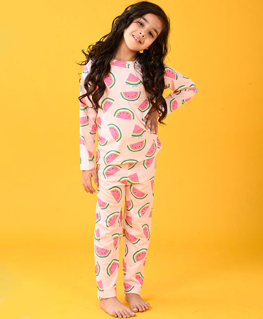 WATERMELON LONG SLEEVE PYJAMA SET - PINK - Anthrilo