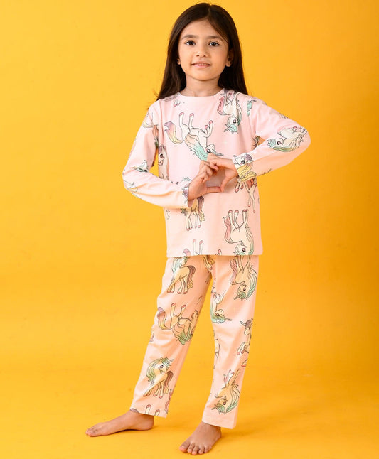 UNICORN STAR FUN LONG SLEEVE PYJAMA SET  - PINK