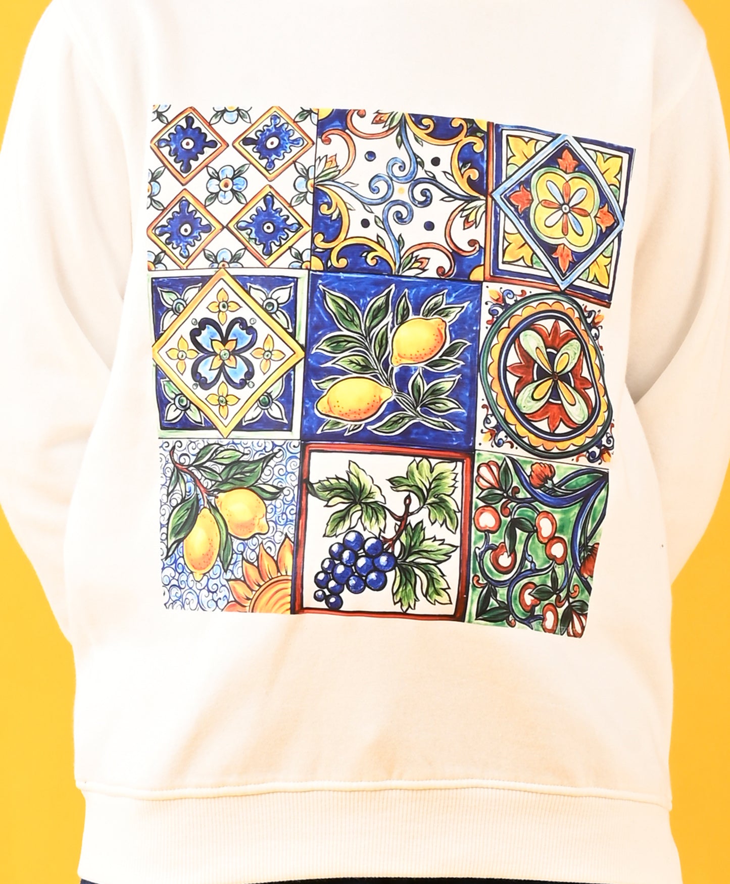 LEMON FUN VIBES FLEECE BOYS HOODIE - WHITE