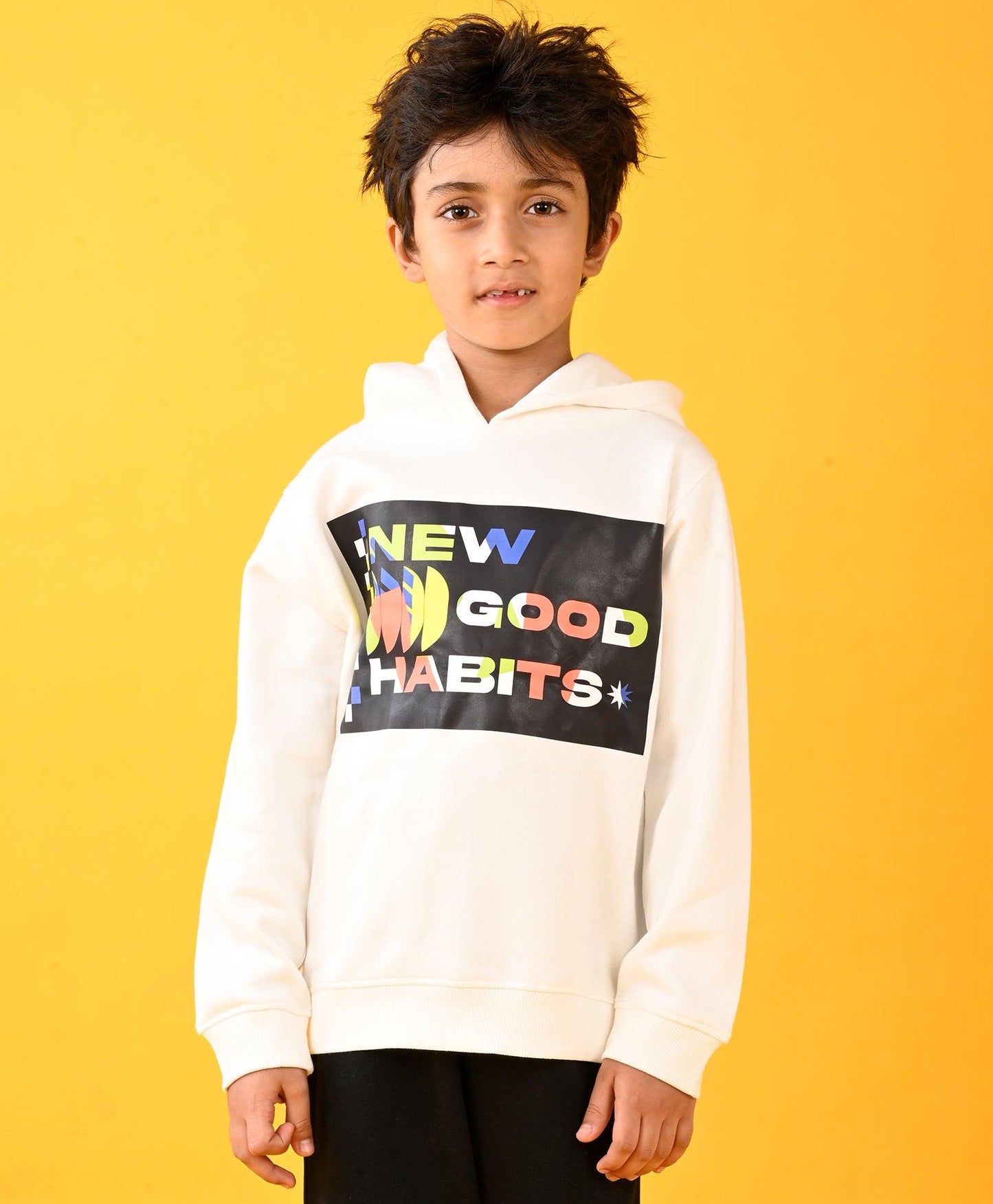 NEW GOOD HABITS BOYS FLEECE HOODIE - WHITE