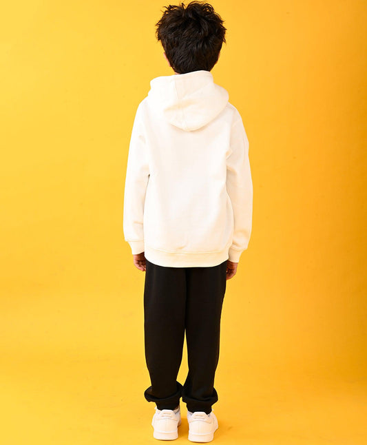 NEW GOOD HABITS HOODIE AND BLACK FLEECE JOGGER SET - WHITE/BLACK